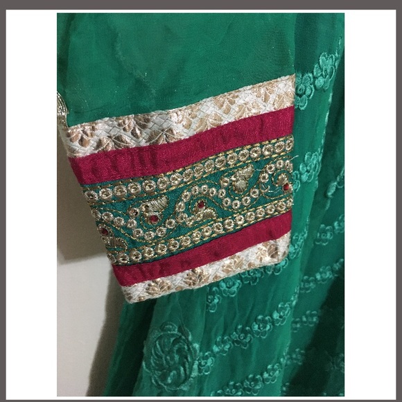 Indian Embroidered Anarkali 3pc long dress small - Picture 5 of 5